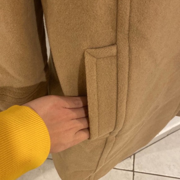 NWT Larry Levine Double-Breasted Babydoll Swing Coat Carmel small - Picture 3 of 15